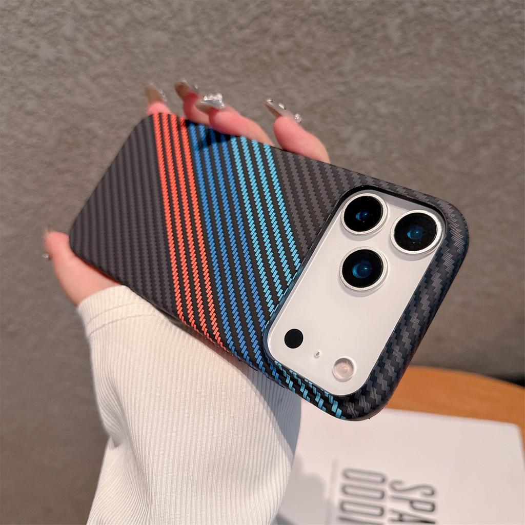 Ретро Жесткий Чехол с Узором из Углеродного Волокна и Кевлара Для iPhone 17 Air 16 15 14 Plus 13 12 Pro Max 11 Текстура Полосок Защитный Бампер