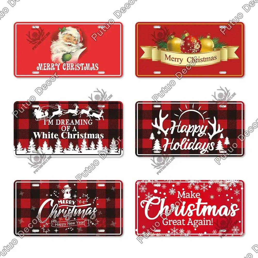 Putuo Декор с Рождеством номерной знак жестяная табличка металлический винтажный постер для домашнего бара новогодний подарок Navidad Настенный декор