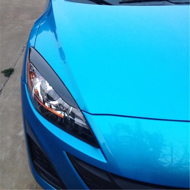 Carbon Fiber Car Headlight Eyebrows Cover Trim Sticker Head Lamp Eyelid For Mazda 3 M3 2010 - 2013 Fiber Glass Matt Black Primer