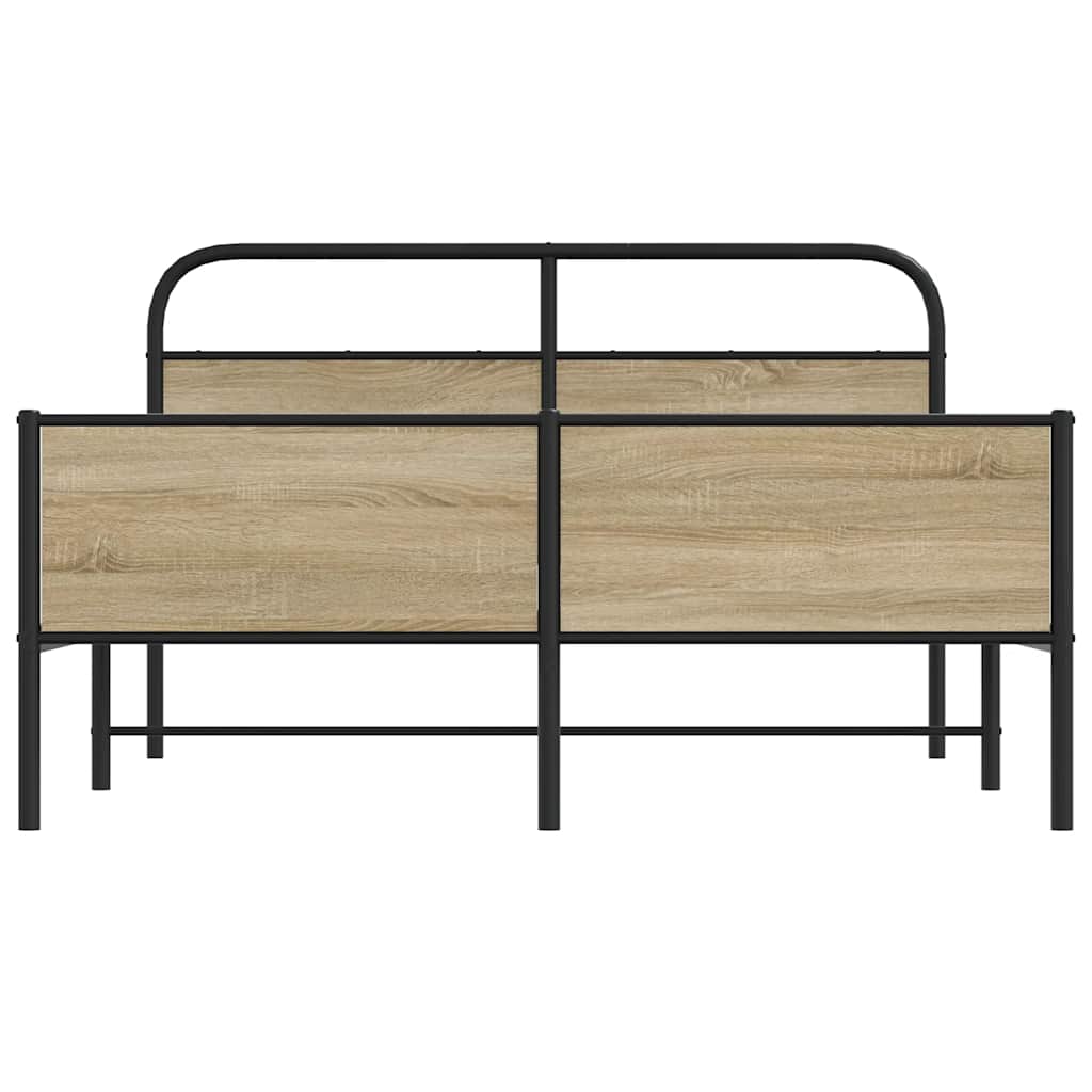 Metal Bed Frame without Mattress Smoked Oak Finish 160 x 200 cm