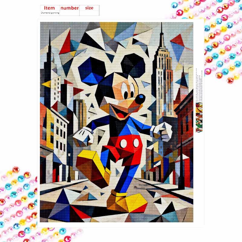 Disney 5d diamond painting, Mickey Mouse abstract art painting diy handmade sticker gift, home decoration painting