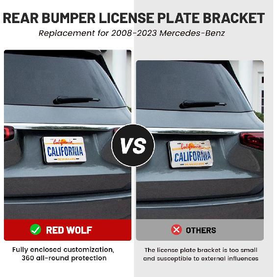 RED WOLF Кронштейн для заднего номерного знака Подходит для 2008- Mercedes-Benz Заменяет для заднего бампера Держатель номерного знака автомобиля Рамка Заменяет OE 1698170211 A0008101711