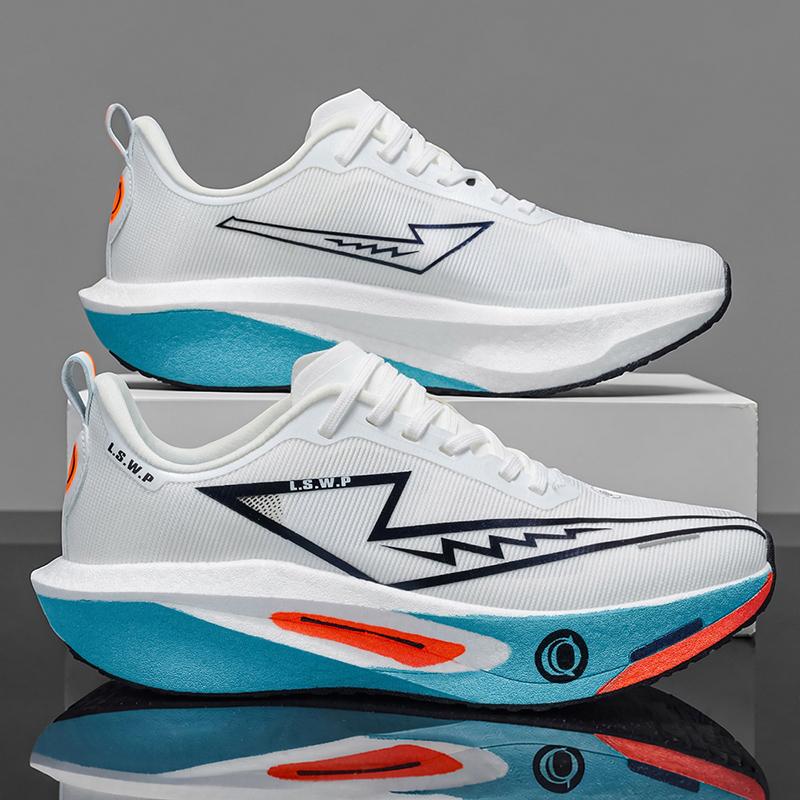Men's Casual Sports Shoes with Carbon Plate Technology, Shock-Absorbing Trail Running Shoes, Non-Slip, Wear-Resistant, Mesh