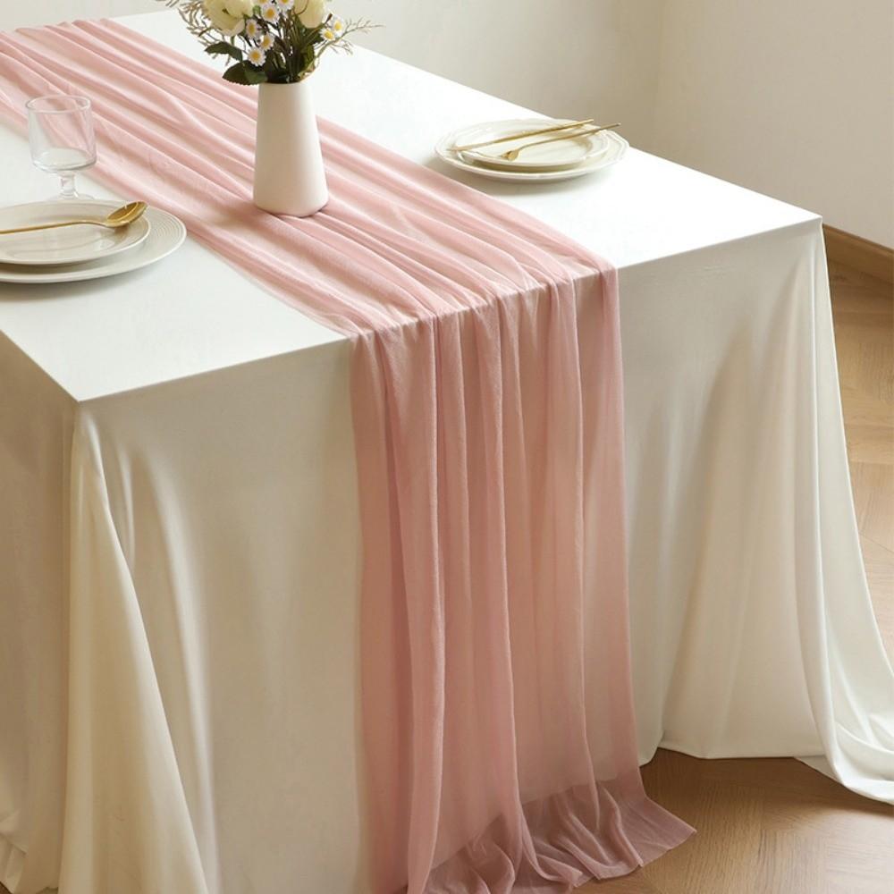 Solid Color Chiffon Table Runner Reusable Gauze Table Runner Wedding Table Runner  Dinning Table