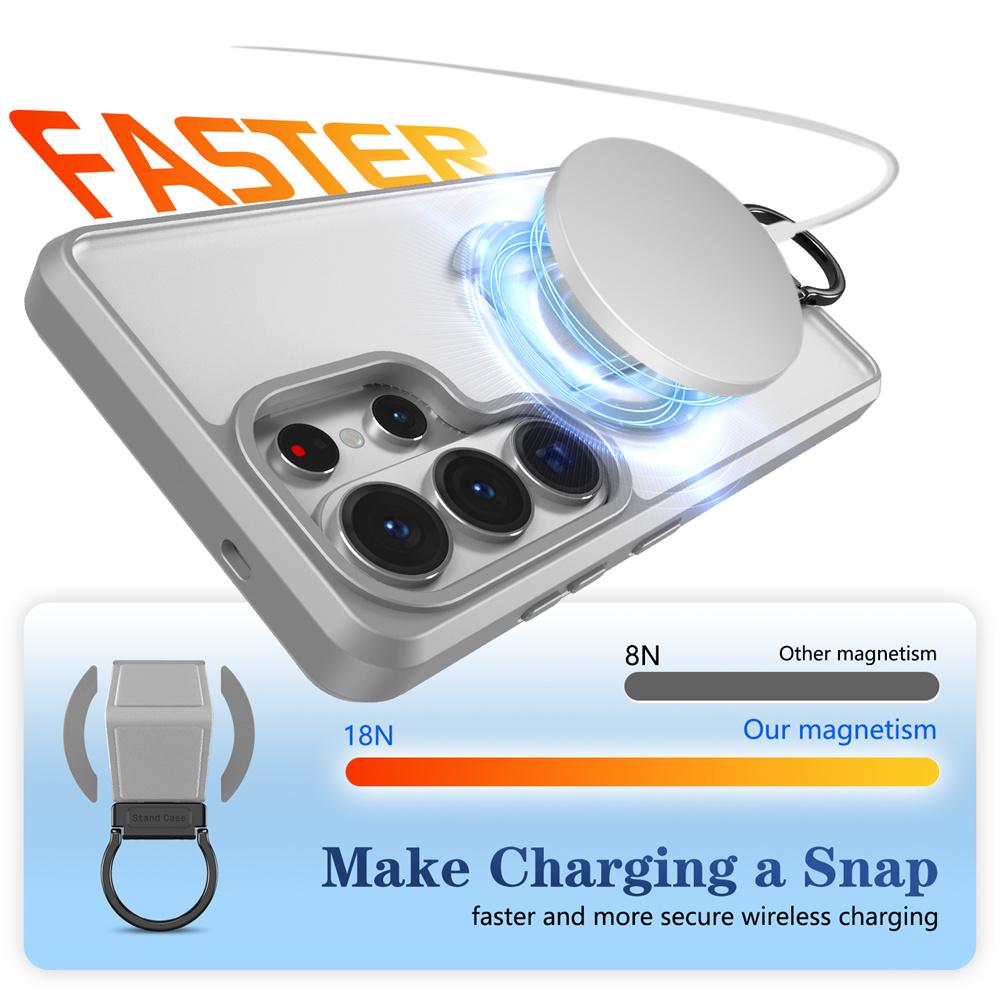 Magnet Folding Magnetic Stand Phone Case For Samsung S26 S24 S25 Ultra S23 Plus For Magsafe Frosted Slim PC Translucent Cover