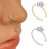 1Pc Women Rhinestone Inlaid Plum Blossom Nose Hoop Stud Ring Piercing Jewelry