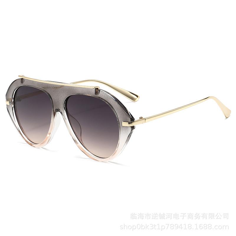 European and American retro new large-frame toad sunglasses women's high-end fashion sunshade pilot sunglasses