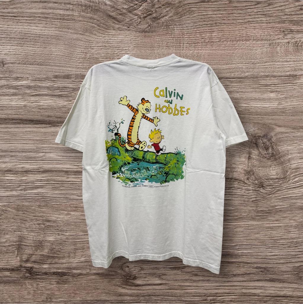 Vintage 90’s Calvin And Hobbes The Essential Tee / Cartoon Tee / Menswear / Movie Prints / Graphic Tee / Size L