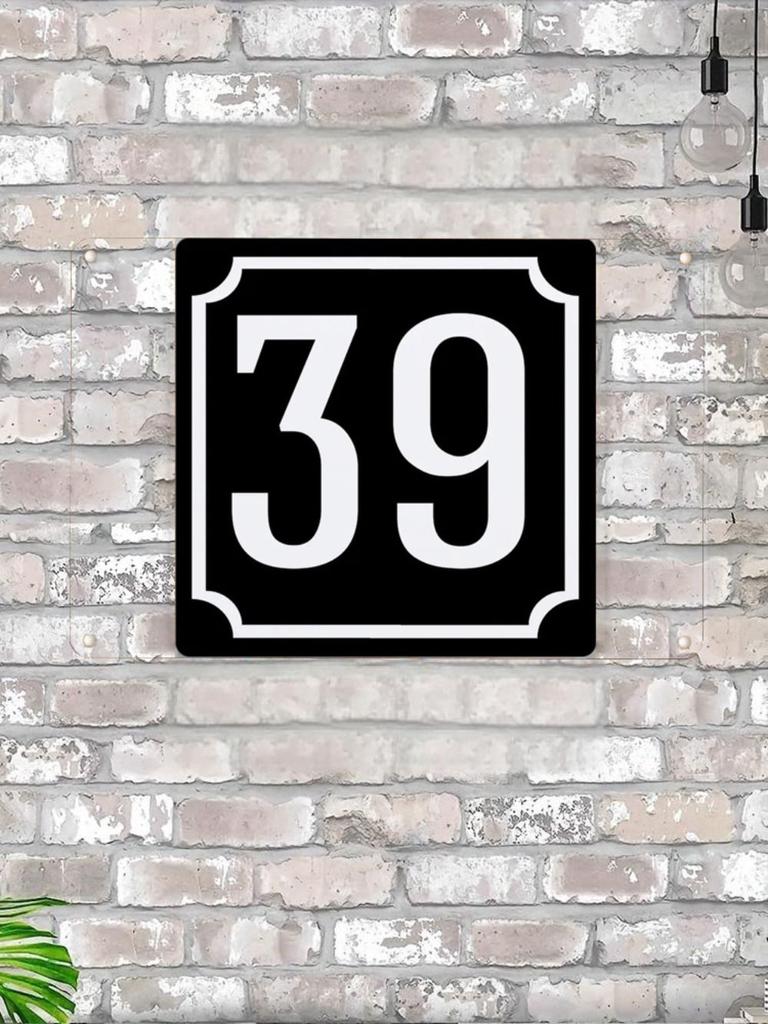 House Number X Classic Black Metal Sign 20x20cm, Modern Door Wall Decor