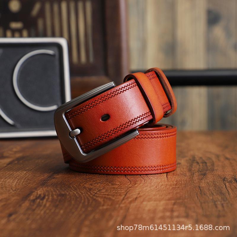 Retro Belt Leather Pin Buckle First Layer Pure Cowhide Handmade Personalized Casual Jeans Youth Versatile