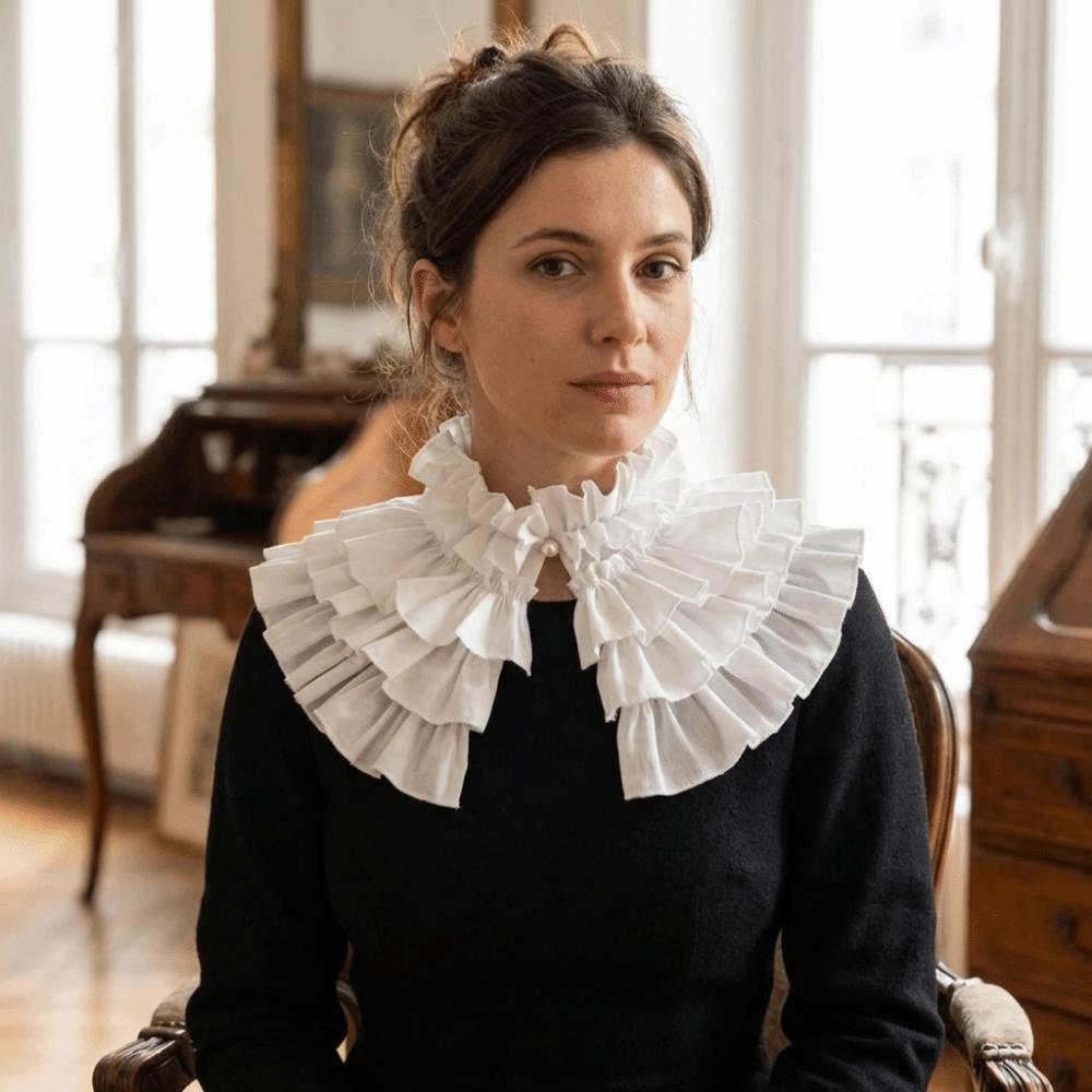 Retro Decorative Ruffle Neckline Adjustable White Ruffled Shawl Layered Ruffle False Collar Gift