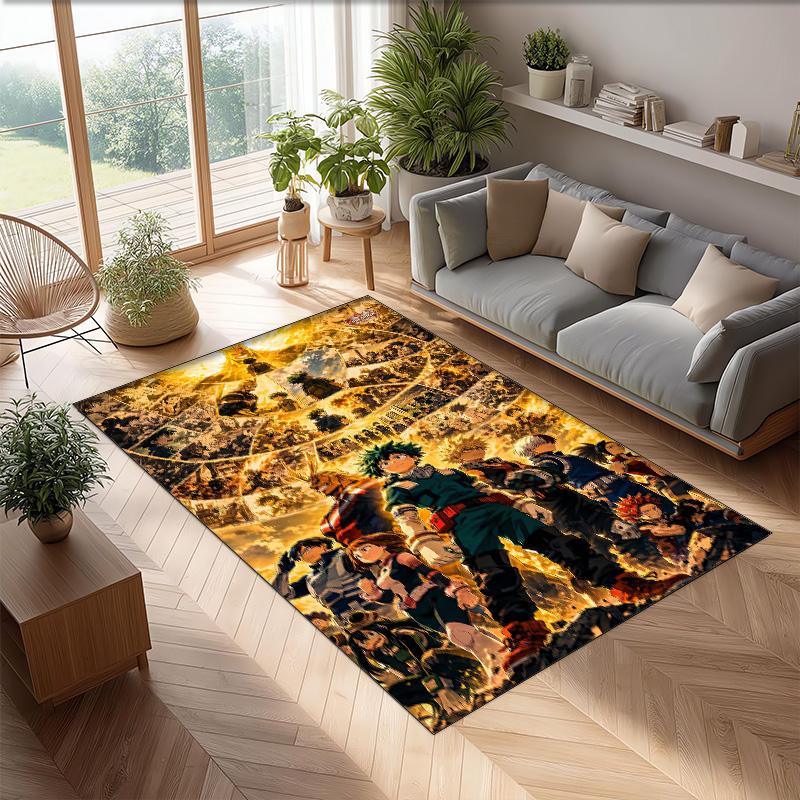 Soft Crystal Velvet Floor Rug,My Hero Academia Anti Slip Decorative Carpet, Plush Area Mat For Indoor Home Decoration
