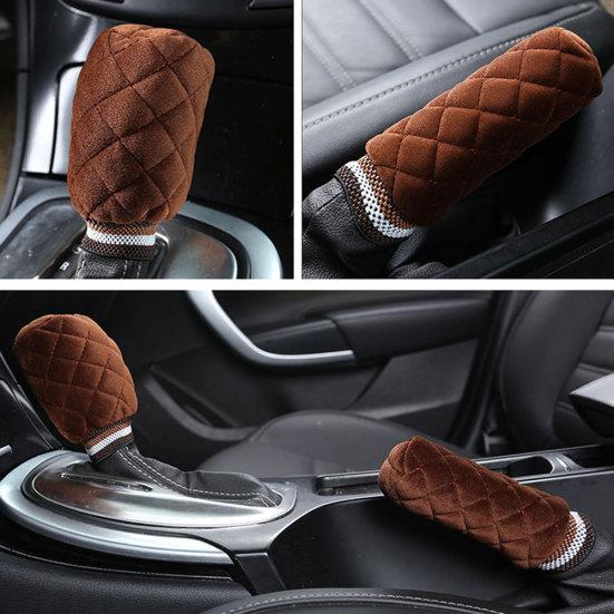 2 шт. Плюшевый чехол на ручку переключения передач для салона автомобиля, теплый чехол на ручку ручного тормоза, защита KTY