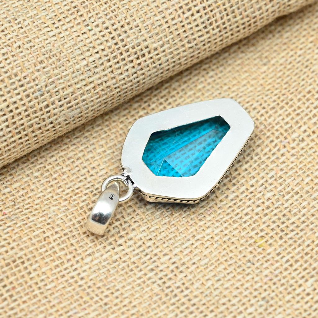 Ослепительный синий топаз, драгоценный камень, стерлинговое серебро 925 пробы, подвеска ручной работы, ювелирные изделия, женский подарок