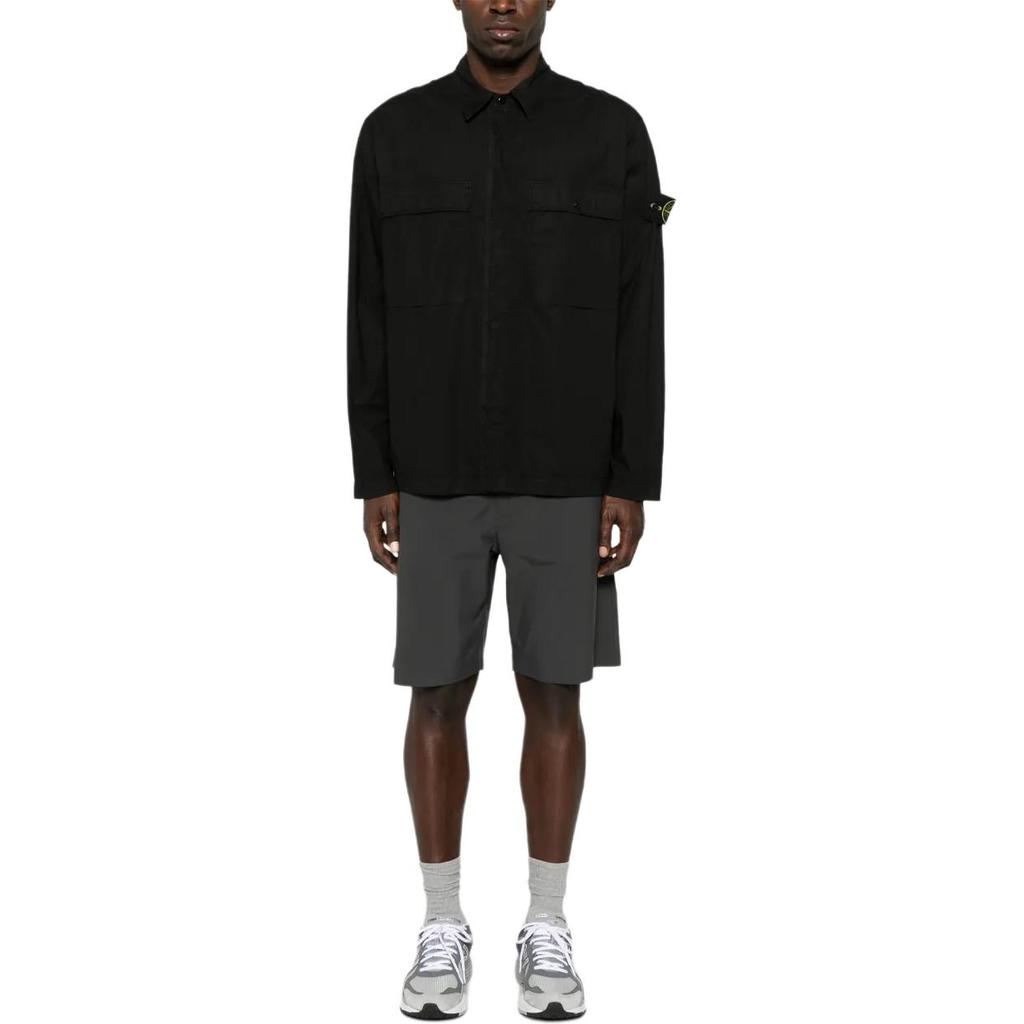 STONE ISLAND Значок Поло Рубашка с длинным рукавом Мужские рубашки Черный K1S1512000-15S0003-V0029