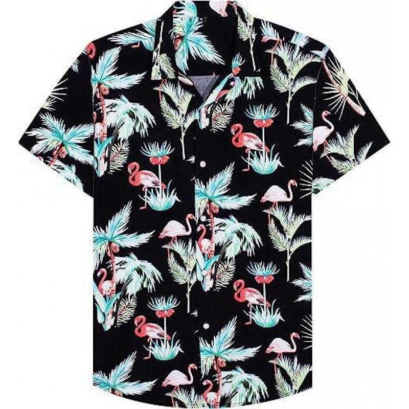 Mens Loose Fit Short Sleeve Shirt 3D Printed Casual Beach Top