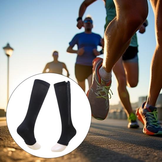 1 пара компрессионных чулок с застежкой-молнией, однотонные мужские и женские компрессионные носки 15-20 мм рт. ст., компрессионные чулки с градиентным давлением