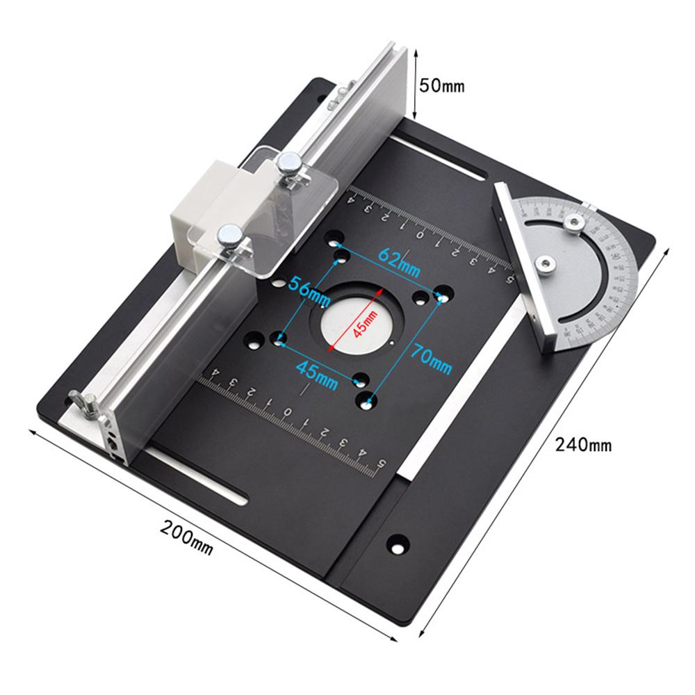 Алюминиевый фрезерный стол, вставная пластина, деревообрабатывающий триммер, электрическая откидная пластина для фрезерования древесины с угломером для рабочего стола своими руками