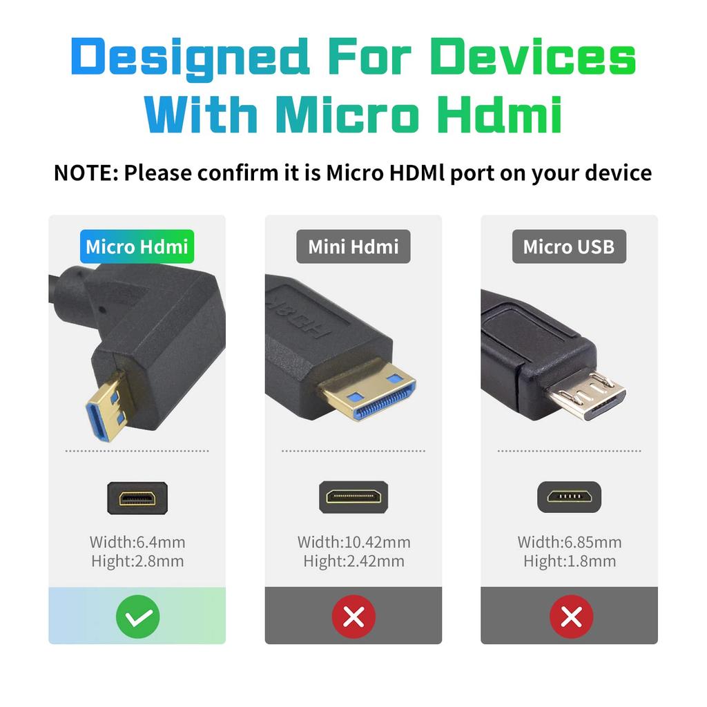 Duttek Right Angle HDMI To Micro HDMI Converter Extremely Thin Angled Micro HDMI Male To HDMI Female Extension Supports 48Gbps 8K Ultra HD Video