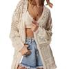 Women Loose Long Sleeve Hollow Out Knit Casual Open Cardigan Sweater
