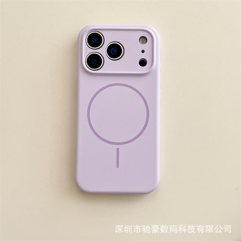 Применимо к чехлу для мобильного телефона iPhone17promax, тонкое кольцо, магнитное всасывание, жидкий силикон, Apple 16, ощущение кожи, противоударный чехол 15