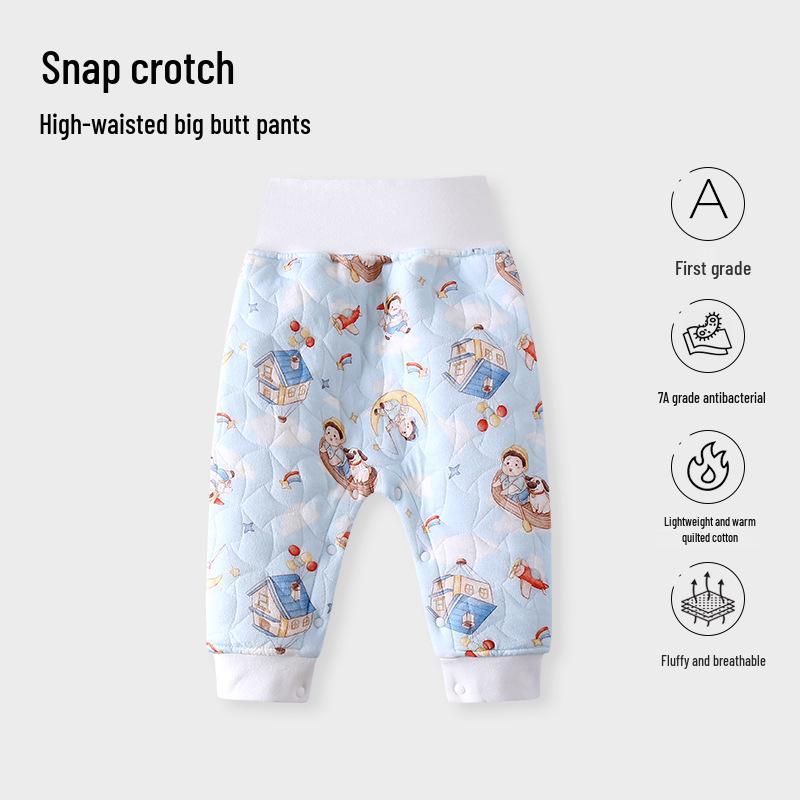 High Waist Cotton Blend Baby Warm Pants for Boys & Girls - Belly Protection Underwear for Spring, Autumn, Winter