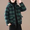 Ретро литература стеганые женские парки с капюшоном осень-зима клетчатые хлопковые куртки-стеганые повседневные свободные ветрозащитные пальто
