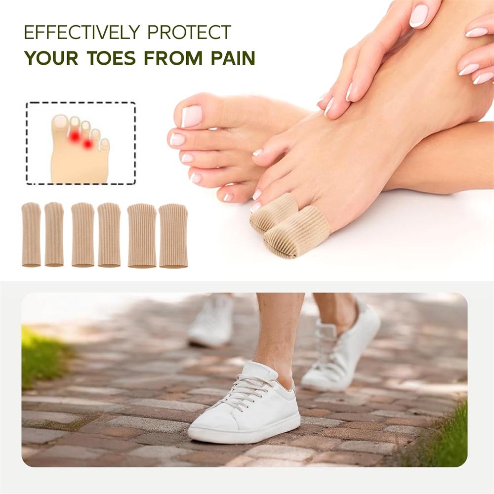 6 шт. Напальчники и накладки на пальцы ног с гелевой подкладкой – Защитные подушечки для мозолей, натоптышей, волдырей, бурсита, вросших ногтей и облегчения молоткообразных пальцев