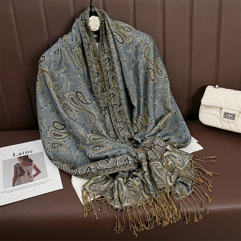 Jacquard Tassel Scarf Imitation Cashmere Soft And Breathable Autumn And Winter Versatile Women'S Shawl Scarf Light Luxury Style