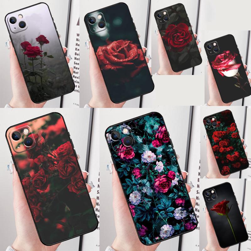 Красная Роза Цветок Чехол для Телефона Для iPhone 16 Pro 15 Pro 11 13 14 Pro Max 12 Mini XR 16 15 Plus 16e Защитная Крышка