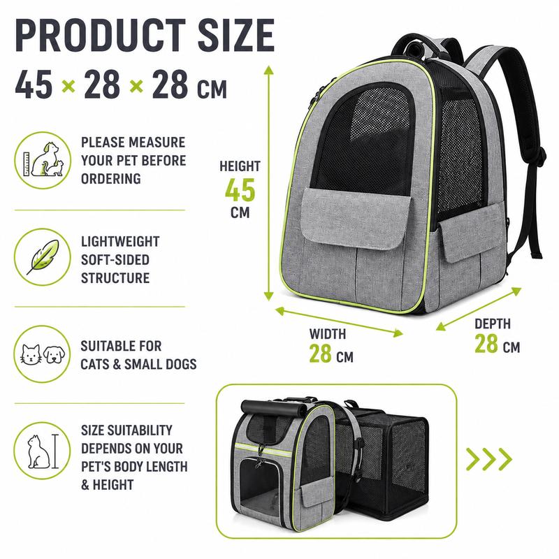Expandable Pet Backpack Carrier Breathable Mesh Cat Dog Travel Bag Lightweight Expand Side Space Portable Outdoor Pet Knapsack