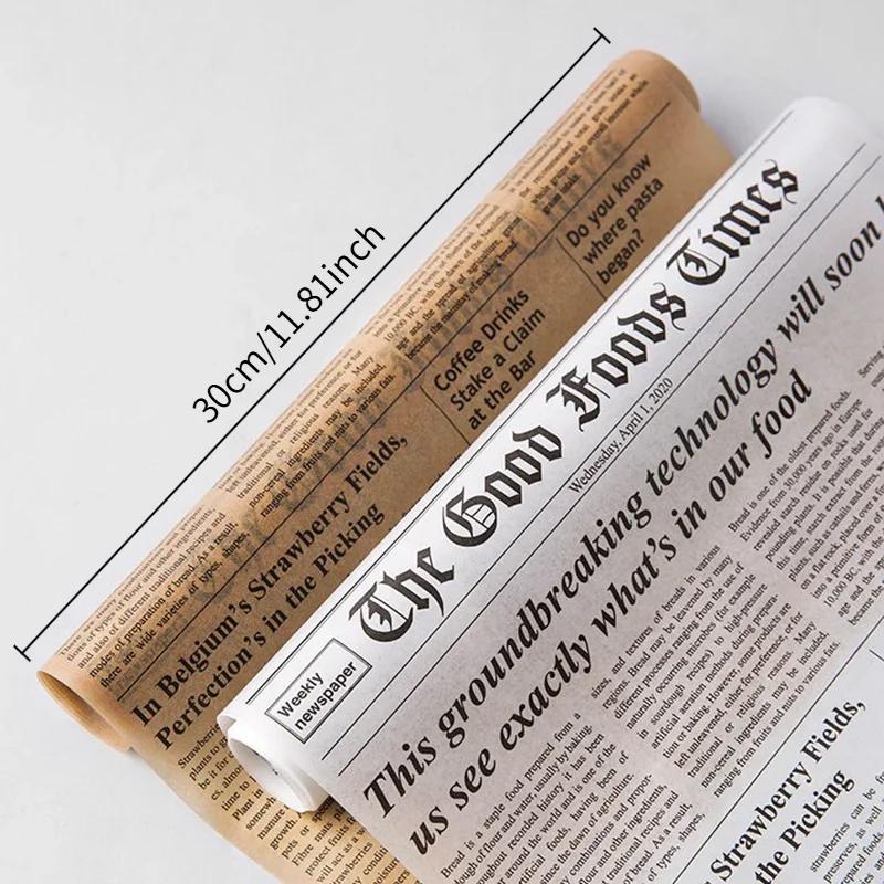 Retro English Newspaper Food Accessories for Baking Kitchen Food Grade Grease Paper Bread Sandwich Burger Fries Wrappers Cookie