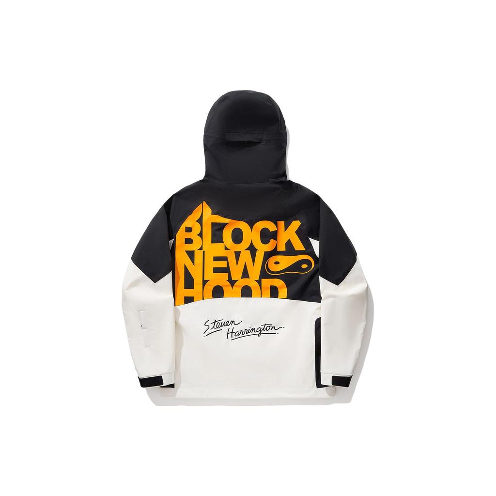 Li Ning X Steven Harrington Collaboration Skateboard Series Patchwork Letter Hoodie Zipper Unisex Upperwear Black Off-White AFDT903-1