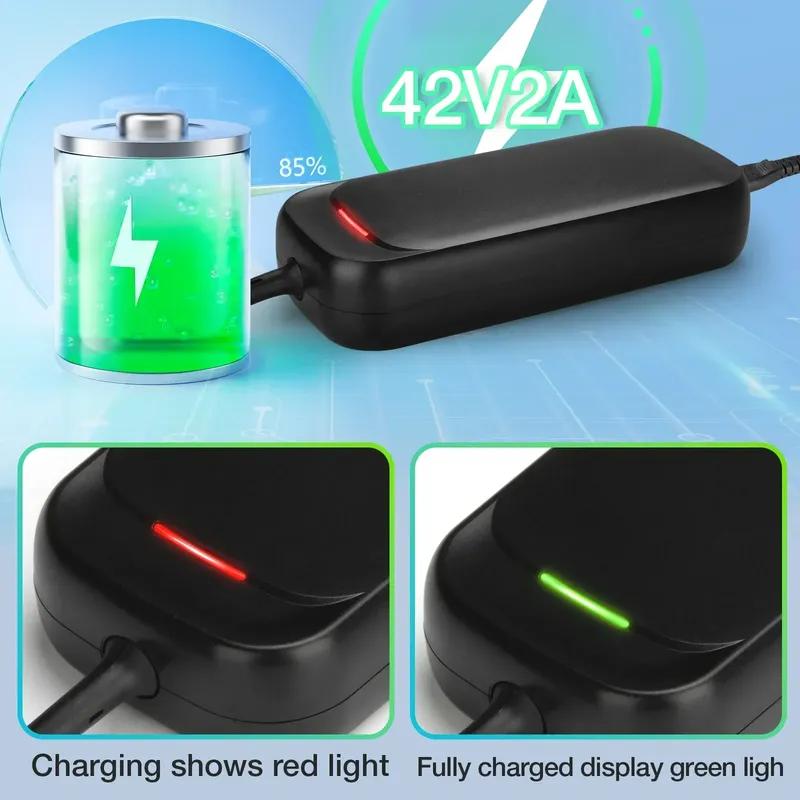 42V 2A Lithium Battery Fast Smart Charger with 4 Types of Connectors for 36V 10S Lithium Battery Compatible for Electric Scooter