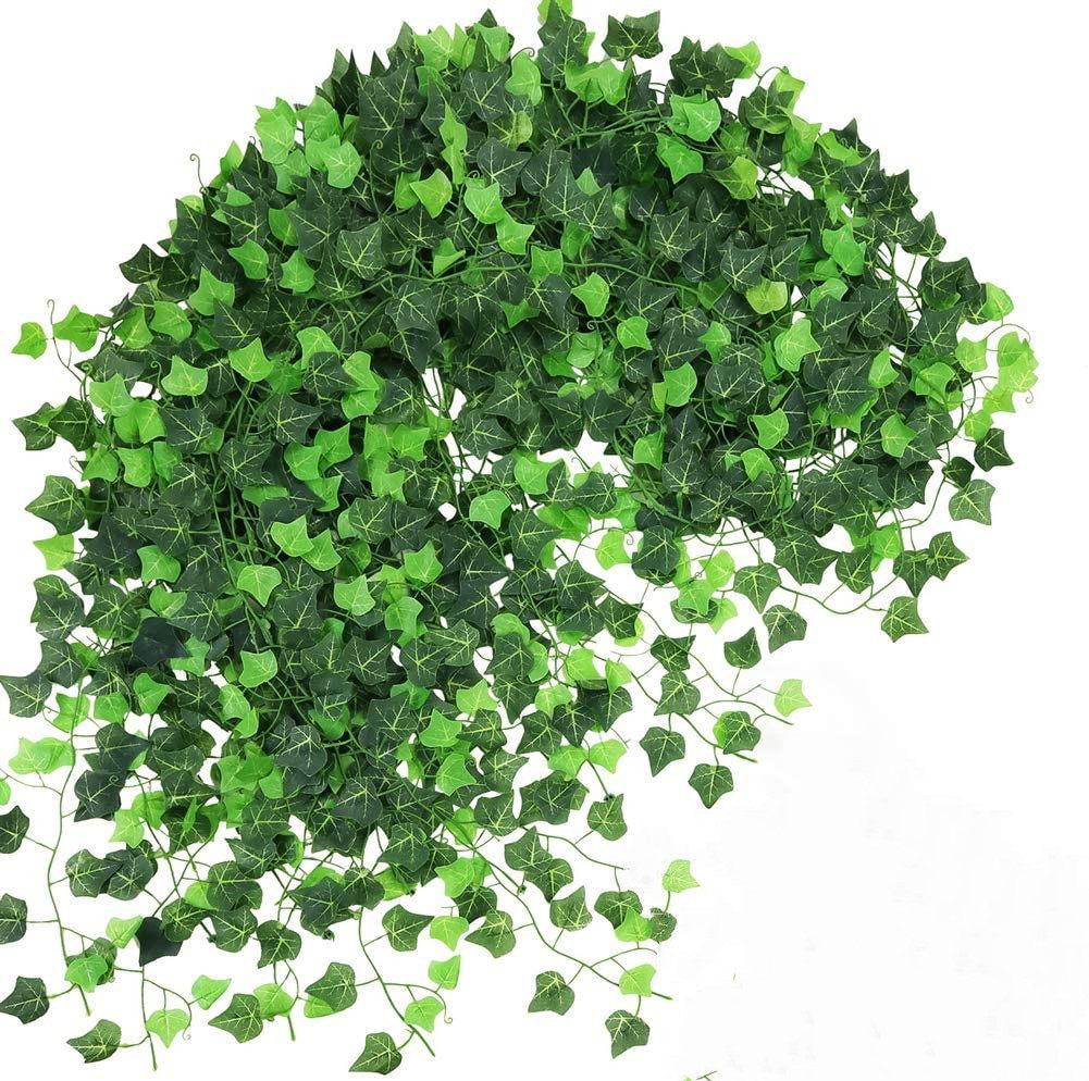 100 шт., листья, 1 шт., 2,4 м, искусственные листья плюща, гирлянда, растения, лиана, зеленый венок из плюща, лоза, искусственные листва, цветы, украшение для дома