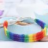 Classic Rainbow Braided String Bracelet Adjustable Bohemian Rope Woven Hand Chain  Women