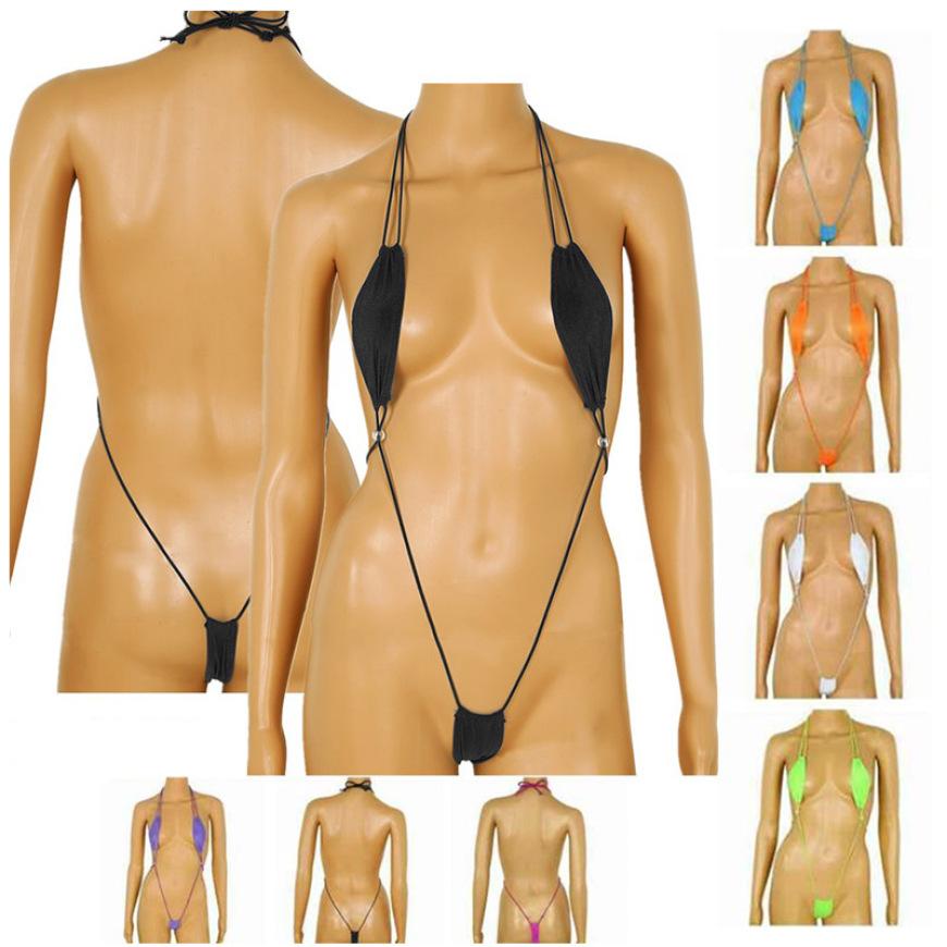 Womens Sling Shot Bikini Halter Lingerie Set Swimwear Micro Thong Teddy Monokini Swimsuits