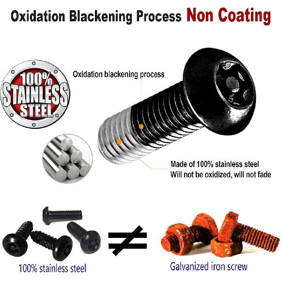 Aootf Черные противоугонные винты для номерного знака - Нержавеющая сталь, устойчивая к ржавчине, защитные болты-крепежи для переднего и заднего крепления номерного знака автомобиля - M6 (1/4") Блокировка