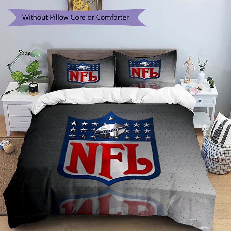3pcs Duvet Cover Set (1*Duvet Cover + 2*Pillowcase, Without Core), NFL Print Bedding Set, Bedroom Decor, All‑Season, Birthday Gift