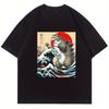 Anime Japanese Art Catzilla Cat Funny Cat Summer Sport T-Shirt Unisex Cartoon T Shirt O-neck Tops Tees Fashion Fitness T Shirt