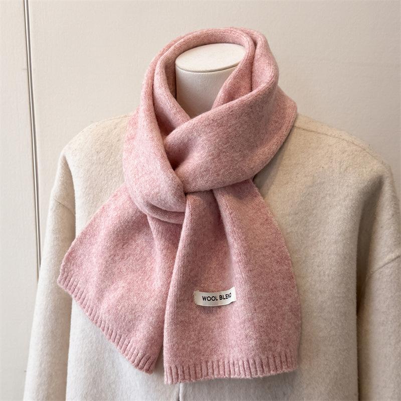 2025 New Luxury Winter Warm Knitted Scarf Women Korea Styles Solid Color Simple Scarves Shawls Lady Soft Wraps Neckerchief