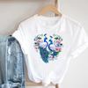 (Asian Size) Short Sleeve T Shirt Lovely Flower Style Trend Fashion Women Casual Tee Top Clothing Print Ladies Female Graphic T-shirts