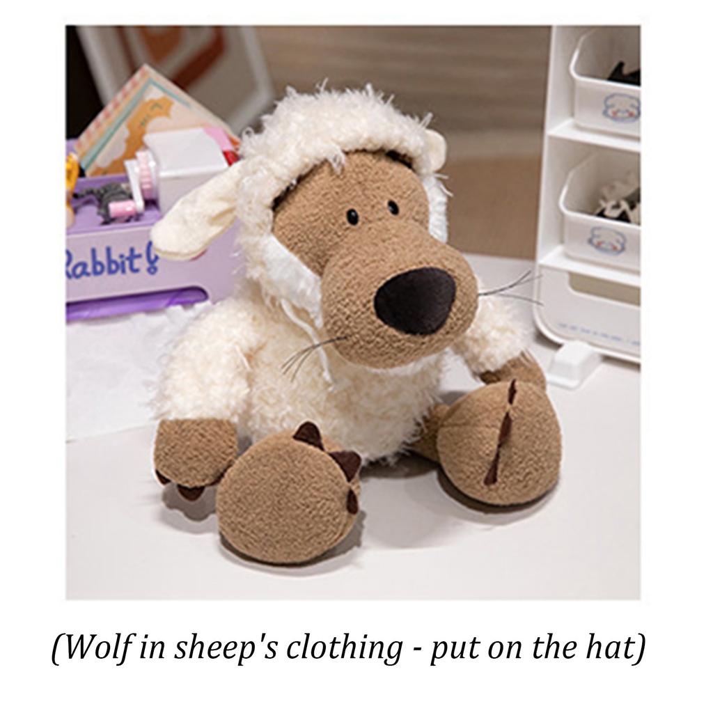 Куклы волки в шерсти, плюшевые игрушки волки, имитация кукол волков, тканевые куклы, волки в шерстяных пальто