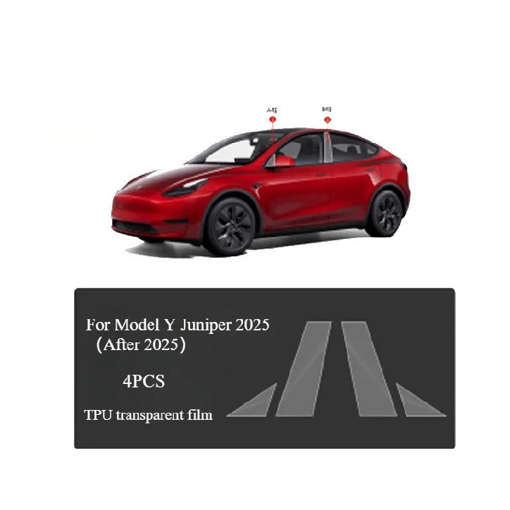 Для Tesla Model Y/Y Juniper -2025 Пленка на боковое стекло и стойку A Автомобильные аксессуары Модель 3 Highland Защитная пленка из ТПУ устойчивая к царапинам