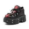 Gothic Ankle Rock Boots  New Punk Style Women Shoes Lace-up Heel Height 6CM Platform Shoes Woman Metal Decor Woman Sneakers