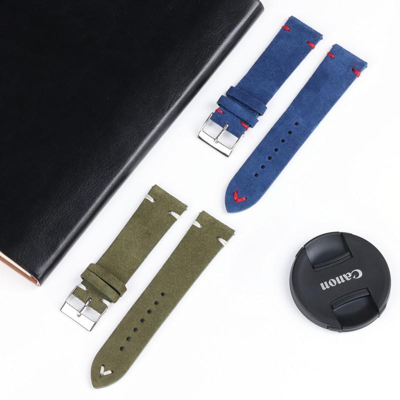 Мужские и женские ремешки для часов для повседневной носки 2023: Замшевая кожа утолщенной выделки с D-образной пряжкой.