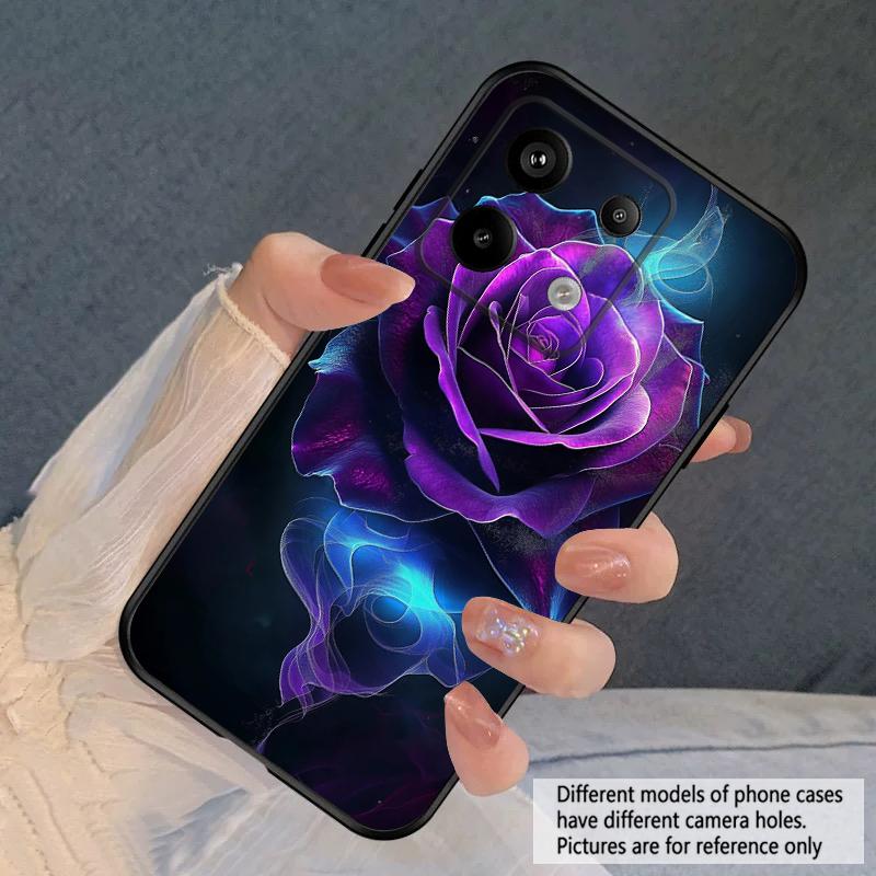 Темно-фиолетовая роза Для Redmi Note 10 11 Note12S 12 13 14 Pro Plus 5G 14S 4G 13ProPlus 9S 9 P ro 13C 14C силиконовый мягкий чехол для телефона