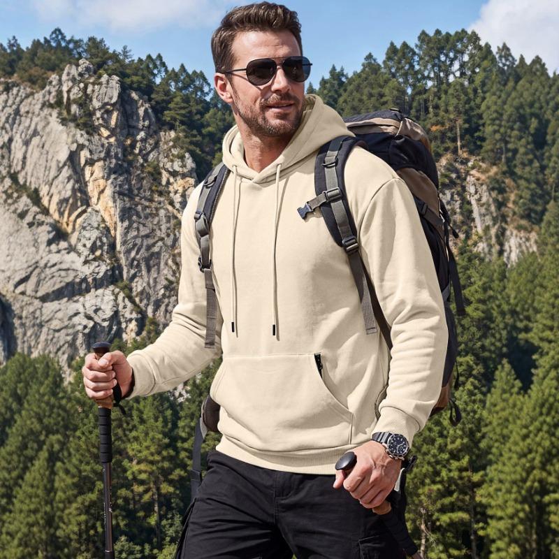 Men S American Style Pullover Hoodie With Side Anti Theft Zipper Kangaroo Pocket