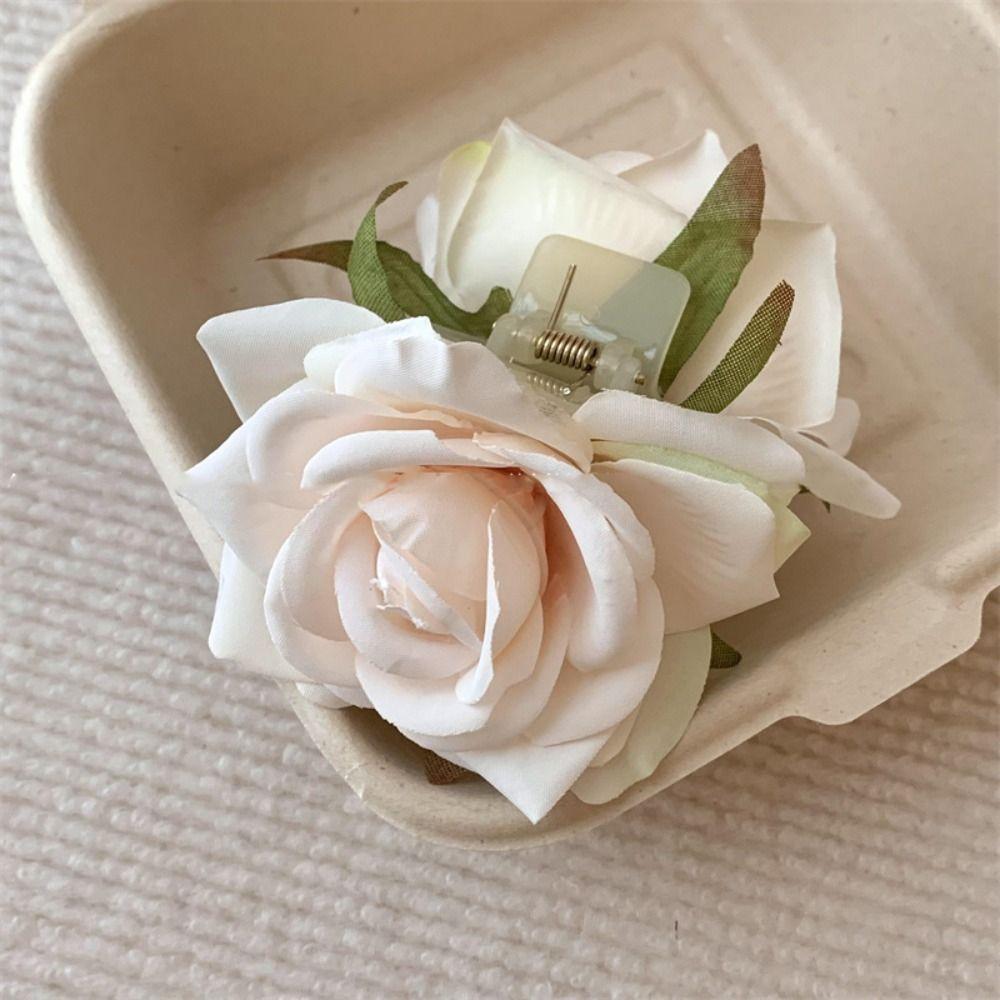 Cloth Rose Hair Clip Peony Flower Large Shark Clip Cute Flower Hair Claw Girl