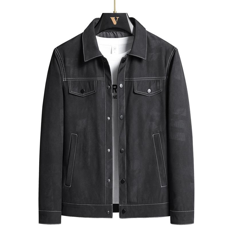 Autumn and Winter New All-print Lapel Jacket Men's Versatile Trendy Brand Jacket Hong Kong Style Top High-end Workwear Cardigan